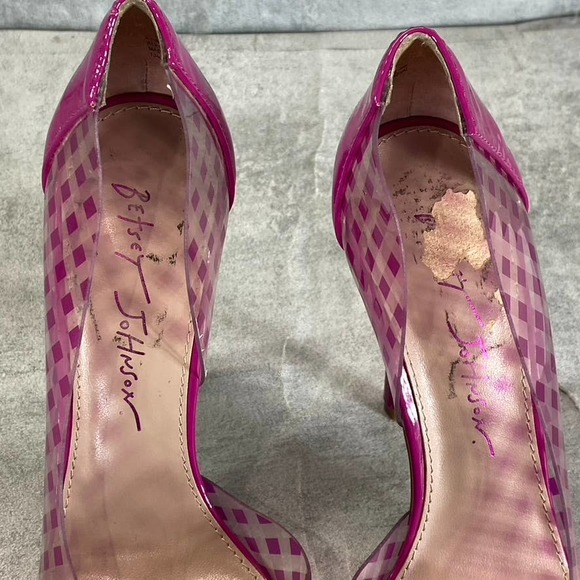 BETSEY JOHSON Women's Fuchsia Checkered Kaison Pointed-Toe Pumps SZ 5 - Picture 10 of 11